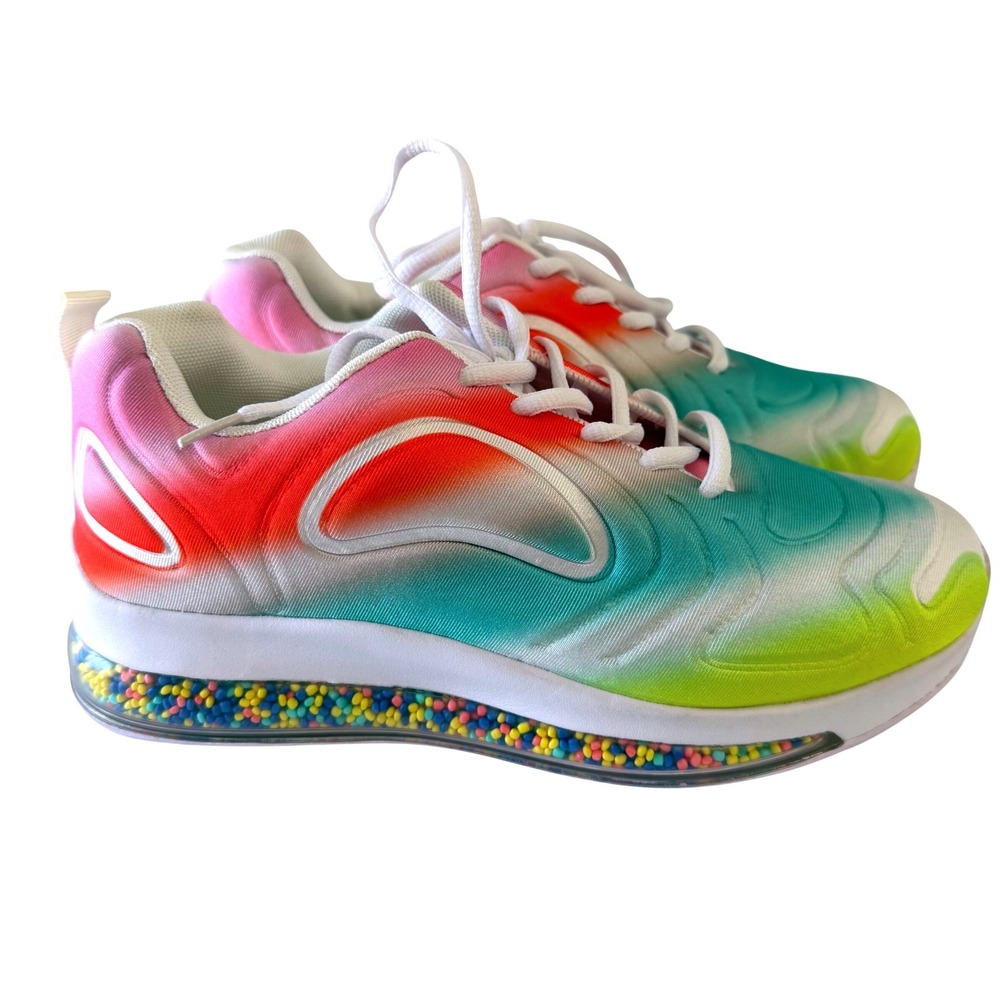 MDT Rainbow Gradient Sneakers Women 8M 720 Bead Midsole SIRAL Colorful Fun EUC